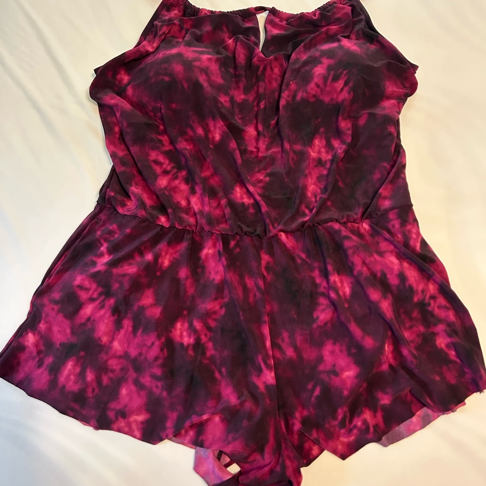 Pink and Black Tie-Dye Swim Romper